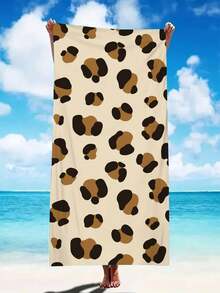 1 件超柔软豹纹超细纤维沙滩巾，适合家居装饰、海滩、泳池、露营和旅行，极其舒适