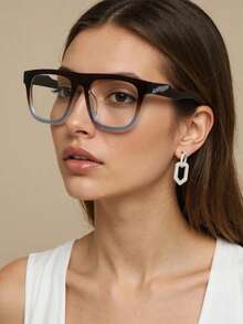 新款复古经典方形大框男女通用透明镜片眼镜，金属镜腿朋克风格简约百搭，适合海滩、派对和日常休闲穿着