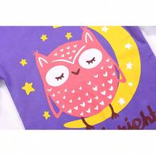 Girls Pure Cotton Summer Pjs Size 2T-14Years, Little Girls Short Sleeve 4-Piece Sleepwear Kids Toddler Pajamas Set - 紫色 - 查看 3