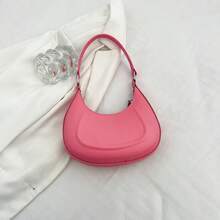 Elegant Solid-Color Minimalist Pentagram Shoulder Bag - Pink - View 4