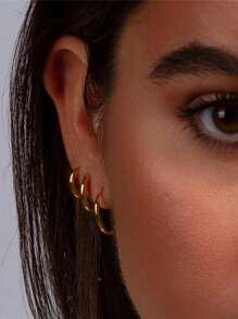 8 pièces Boucles d'oreilles rondes unicolore en acier inoxydable Huggies, anneaux d'oreille en or plaqué 18 carats pour cartilage, bijoux empilables, cadeau pour femmes, hommes et enseignants
