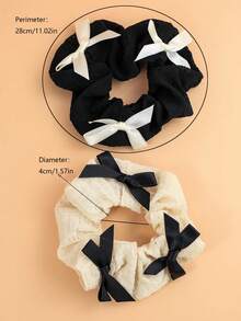 2 件女士蝴蝶结装饰时尚发圈，适合日常生活优雅，多巴胺发带马尾辫固定器发圈橡皮筋发圈发绳弹性发带，发球，头饰 - 彩色 - 查看 6