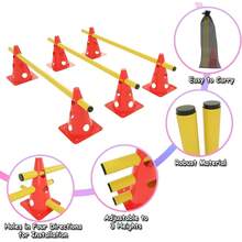 Agility Hurdles Training Set, 32CM Cone Bucket Set With Holes, 6-Piece Sports Hurdle Set,  Portable Hurdles Set Height Adjustable For Dog Football Tennis Handball Hose Riding, Orange - Orange - View 5