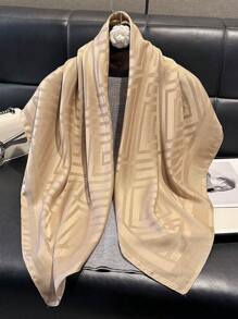 1 pieza Bufanda de mujer minimalista con estampado geométrico brillante, chal suave elegante, hijab, chal, pañuelo de cabeza perfecto para todas las estaciones, protección UV ligera