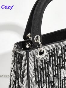 Cezy Bolso de mano elegante con decoración de strass, embrague de fiesta elegante para mujer, adecuado para fiestas, eventos y reuniones