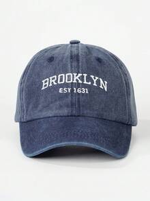 1顶Y2K儿童刺绣BROOKLYN 1631水洗棒球帽，可调节户外遮阳帽，男女童通用，适合春秋季旅行、海滩、休闲场合