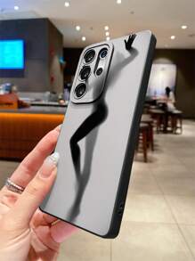 Neue Matt-Textur Handyhülle mit Silhouette Motiv, stoßfest, kratzfest, abriebfest schwarze TPU Soft-Schale, Kameraobjektiv-Schutz, kompatibel mit Apple, Samsung, Xiaomi, OPPO, VIVO