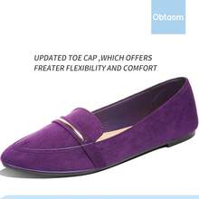 Obtaom Women's Pointy Toe Loafer Flat Faux Suede Work Shoes,Cute Penny Loafer Slip On Ballet FlatChristmas - 紫色 - 查看 9