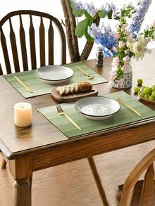 4pcs/6pcs Ombre Tablecloth, Modern Living Room & Dining Table Decor Placemats, Washable, Kitchen Table Mat, Heat Resistant Table Topper Decoration, Suitable For Home Party, Outdoor Camping Table Decor, Coffee Table, Spring & Summer Home Decor - Green - View 6