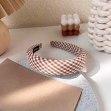 The Gentle Checkered Design Height-Increasing Sponge Hair Band On The Top Of The Head Has A Retro And Artistic Style. It Is A Daily Face And Face Accessory, Hairband Headband For Women, Hair Accessories, Hair Hoop