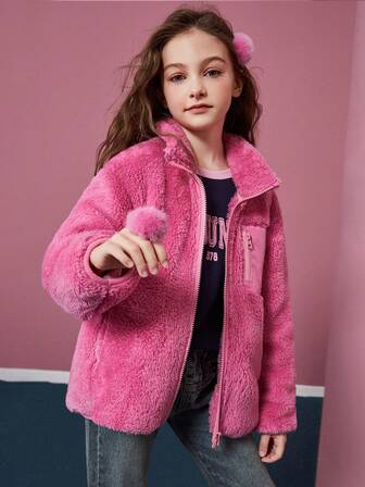  ASK JUNIOR Tween Girls Plush Fleece Jacket, Comfortable And Thick Warm Winter Coat For Tween Girl