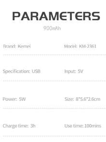 Kemei KM-T82 男士迷你电动剃须刀，便携设计，IPX7 防水，全新液晶显示屏往复式电动剃须刀，专业电动剃须刀，便携式电动剃须刀，男士旅行剃须刀，干湿两用电动剃须刀，男士剃须刀礼品