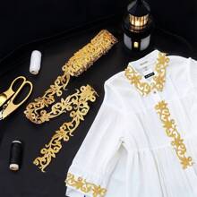 1M/Rolle Metall-Spitzenband Basteln DIY Nähen Kostüme Stickerei Goldene Spitzenborte zum Aufbügeln Blume für Brautkleider Wohndekoration