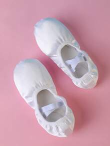 Kids/Toddlers Indoor Soft Bottom Ballet Flats, Satin Princess Dance Shoes, Full Elastic Fabric Soft , Elastic Band No Laces, Pink Dance Shoes - White - View 3