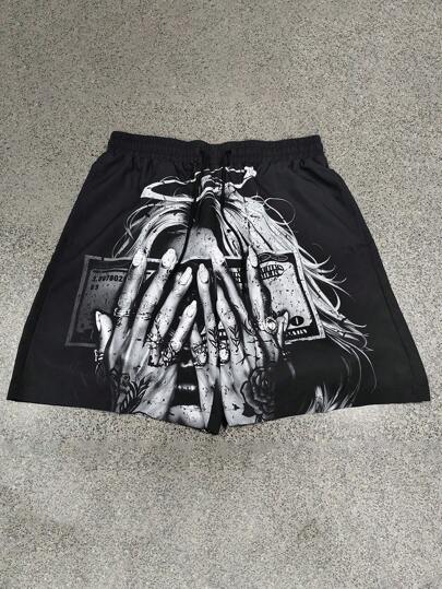 Pantalones cortos casuales y de moda con estampado de billetes de dólar en la parte delantera y trasera, versátiles para el verano