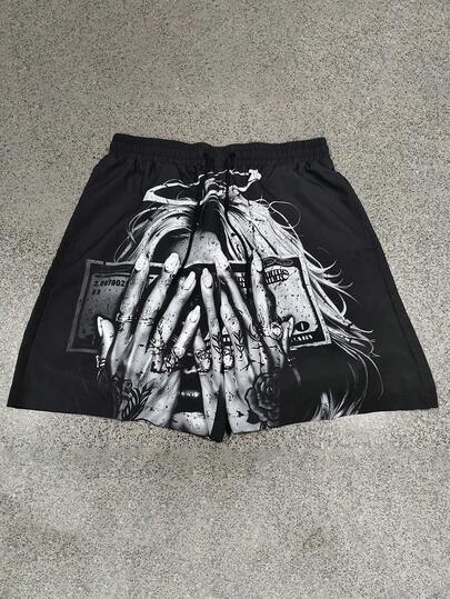 Pantalones cortos casuales y de moda con estampado de billetes de dólar en la parte delantera y trasera, versátiles para el verano