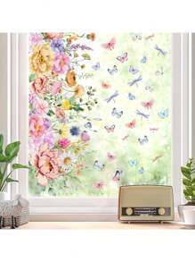 1pc Window Stickers Colorful Plants Flowers Butterfly Stickers Waterproof Dustproof PVC Stickers Material Removable Wear-Resistant Self-Adhesive Easy-To-Tear Stickers Suitable For Window Decoration Glass Stickers Window Stickers Home Decor Wall Stickers Home Decor Make Your Life Brand New Holiday Decoration Stickers Birthday Graduation Gifts Room Decor Wall Decor