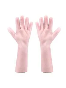 4件硅胶美白保湿长手套保湿长袜护肤长袜沙滩袜 - 粉色 - 查看 4