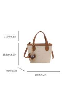 毛绒装饰配件 - 迷你休闲手提包，卡通蝴蝶图案，双顶部手柄，女士百搭单肩斜挎包，抗皱小方包，适合购物