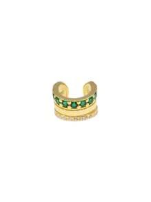 1pc Fashionable Personalized Geometric C-Shaped 18K Gold Plated Zirconia Ear Clip Ear Bone Clip