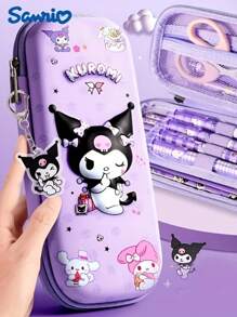 Sanrio 1 PC Sanrio 3D Pencil Case, Large Capacity Polyester Stationery Pencil Box With Kuromi & For Cinnamoroll Designs, Creative Cartoon Storage For Students, Gift Idea , Back To School Gifts