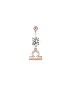 1 bucată culoare argintie culoare auriu-roz douăsprezece constelații zirconia sexy lung inel pentru buric piercing din oțel chirurgical femei inel pentru buric