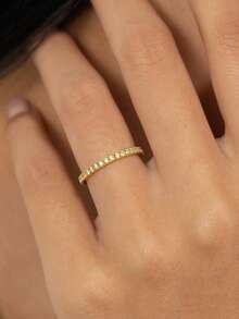 ESBERRY 1 件 1.4-1.8 毫米圆形切割结婚戒指 半永恒戒指 全圆钻石可堆叠戒指 单爪结婚戒指