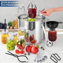 Glow HavenCanning Supplies Starter Kit,Canning Kit Beginners Of 9 With Jar Lifter,Wide Mouth Funnel,Wrench,Tongs,Lid Lifter,Bubble Popper,Canning Labels,Ladle,Measuring Spoon-Blue - 黑色 - 查看 5