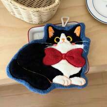 [Free Shipping] 1 Cat Hand Towel, Wall Hangable, Thick, Cat Shaped, Super Absorbent, Cute, Coral Fleece, For Kitchen And Bathroom, Pet Hand Towel, Highly Absorbent, Quick-Drying Cat Towel, Suitable For Kitchen And Bathroom