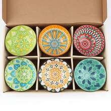 6-Pack Colorful Porcelain Dessert Bowls - 4.75 Inch (10oz) Ceramic Cereal & Soup Bowls - Microwave & Dishwasher-Proof For Ice Cream, Snacks, Side Dishes,Christmas Gifts Housewarming Gifts - 彩色 - 查看 6