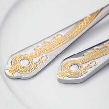 Hot Gold Silverware Set, 20 Piece Stainless Steel Golden Flatware Set For 4, Silver Tableware Set With 24K Gold-Plated Trim, Eating Utensils, Great For Family Gatherings & Daily Use(Prestige) Best Girfts