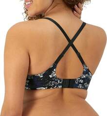 Maidenform Women's Everyday Full Coverage Cushioned Underwire Bra - Black and Navy Blossoms Print - View 4