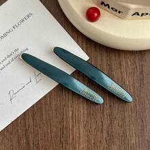 2 件优质醋酸纤维字母侧刘海发夹，新款女士发饰，扁平爪夹，按扣夹，发夹，发夹 - 彩色 - 查看 16