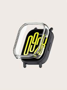 1 件纯色时尚女式单排水钻 PC 智能手表保护壳，适用于 Redmi Watch 5 Active