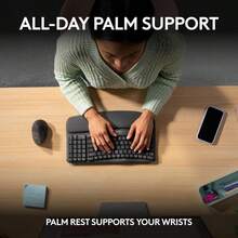The  Wave Keys Wireless Ergonomic Keyboard With Cushioned Palm Rest In Graphite Is A Keyboard Designed For Comfort And Convenience. - Black - View 2