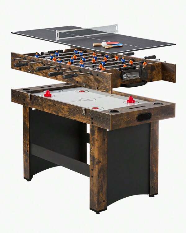 Sweiko Airhockey Tisch Spieltisch Arcade Tisch Elektronische Punktezähler 137,1 cm Air Hockey Tisch 3-in-1 Air Powered Combo Tisch Tischfußball Ping Pong