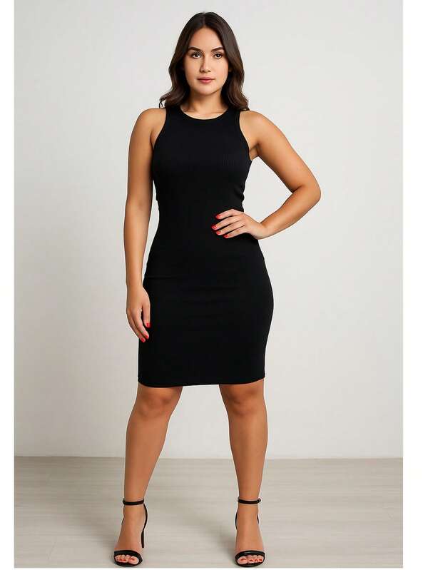Vestido Tubinho Preto Canelado Elegância e Versatilidade em um Só Look