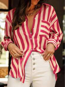 Blusas de manga larga de verano 2025 para mujer, atuendos para el trabajo y vacaciones, ropa de primavera - Rojo - Ver 1