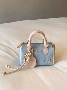Half-Baked Mocha 手提包，女士 2025 新款高品质顶部手柄小号托特包，单肩斜挎包 - 藍色 - 查看 1