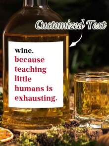 Funny Teacher Appreciation Wine Bottle Label Stickers - Humorous Thank You Gift For Teachers, Kitchen & Dining Decor, Perfect For Teacher's Day And End-Of-Year Gifts Valentine Day - Multicolor - View 3