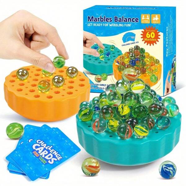 Juego de mesa multijugador de puzle de apilamiento con bolas de , 60 piezas de cuentas de sólido de colores arcoíris hermosos y transparentes