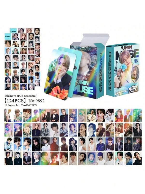 pokemon 30pcs/92pcs(60pcs Cards + 32pcs Stickers)/124pcs(60pcs Cards + 64pcs Stickers) KPOP Holographic Double-Sided Group LOMO Cards Box Set, Includes Celebrity, Pop Group Card Collections And Displays, In-Stock Merchandise