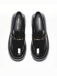 Women Platform Loafers Chunky Heel Pumps Slip On Lug Sole Fashion Black Patent Loafers With Metal Casual Office Business Dressy Shoes - 蒙特內哥羅 - 查看 6