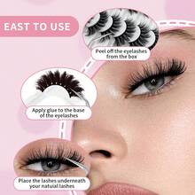 8对仿貂毛假睫毛，3D舒适假睫毛，条状假睫毛 - 黑色 - 查看 8