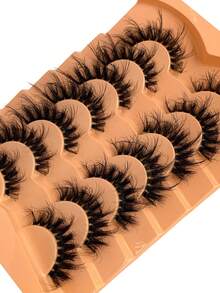 7 Pairs Russian Volume Cat Eye Mink Fake Eyelashes, Natural DD Curl Fluffy False Lashes, Cross-Shaped Dramatic Curled Faux Mink Lash Extensions For Natural Look, Handmade For Beginners, Reusable - Fluffy Lashes - View 6