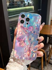 1pc High Transparency Animal Butterfly Painted Thick Anti-Slip Protective Phone Case Suitable For IPhone 16, IPhone 16 Pro, IPhone 16 Plus, IPhone 16 Pro Max, IPhone 15 Pro Max, Apple P13, P14 Women, P11 Soft Shell, P12, XS, XR, 7/8P