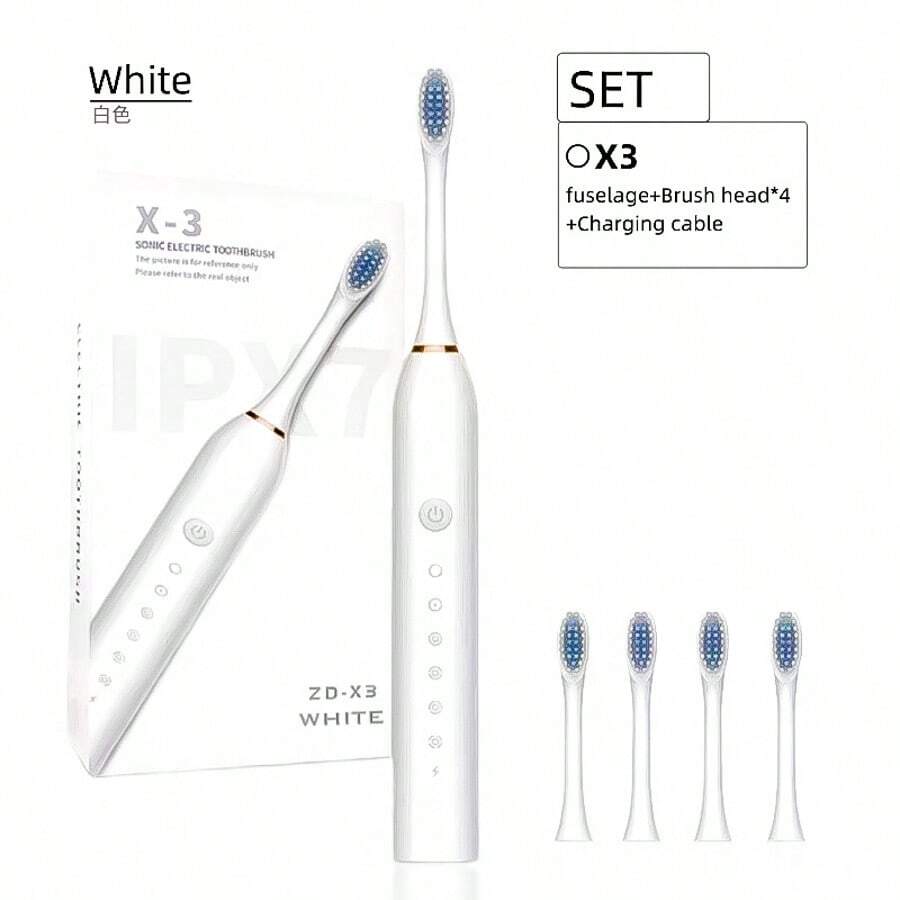 Upgraded Electric Toothbrush USB Rechargeable Toothbrush With 4 Brush Heads 42000 VPM Whitening 6 Cleaning Modes 2 Min Smart Timer 60 Days Endurance