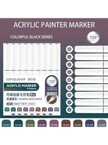 Languo 9 Colors Set Acrylic Marker Pens, Soft Tip Large Capacity Ink, Evenly Colored, Odorless, Opaque, Suitable For Stone, Glass, Ceramic, Easter Eggs, Metal, Wood And More - Perfect For Art, Craft And DIY Projects Back To School