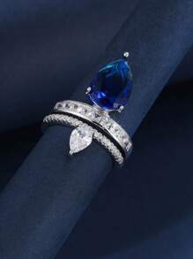 1pc High-End Creative Cubic Zirconia Teardrop Design Women Ring