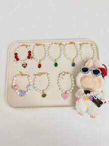 For Labubu Pearl Necklace Decoration. Compatible With Labubu 1st And 2nd Generation. Suitable For Labubu Accessories Dress Up Necklace Labubu & Fashion Dolls, Decorative Pearl Necklace Mixed Colors Perfect Gift For Figure Collectors, Doll Accessories, Playful Design, Cute Figurines, Detailed Craftsmanship - Multicolor - View 9